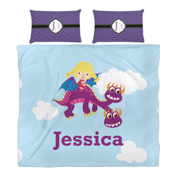 Girl Flying on a Dragon Duvet Cover Set - King - Alt Approval