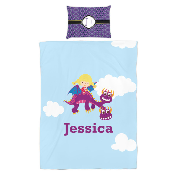 Girl Flying on a Dragon Duvet Cover Set - Twin - Alt Approval