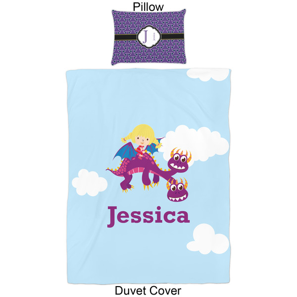 Girl Flying on a Dragon Duvet Cover Set - Twin - Approval
