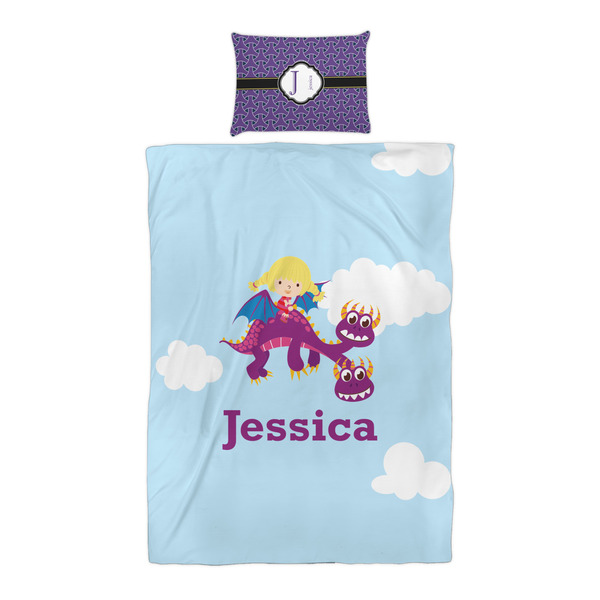 Girl Flying on a Dragon Duvet Cover Set - Twin XL - Alt Approval