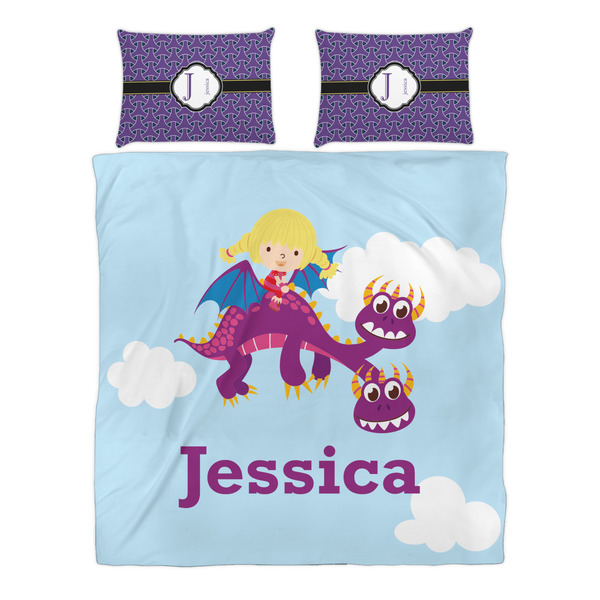 Girl Flying on a Dragon Duvet cover Set - Queen - Alt Approval