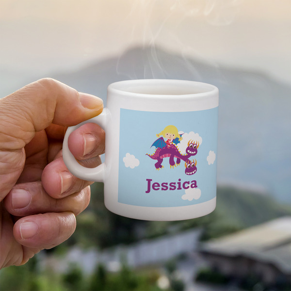 Custom Girl Flying on a Dragon Single Shot Espresso Cup - Single (Personalized)