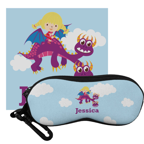 Custom Girl Flying on a Dragon Eyeglass Case & Cloth (Personalized)