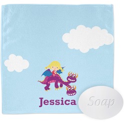 Girl Flying on a Dragon Washcloth (Personalized)