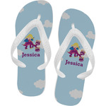 Girl Flying on a Dragon Flip Flops - Large (Personalized)