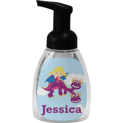 Girl Flying on a Dragon Foam Soap Bottle - Black (Personalized)