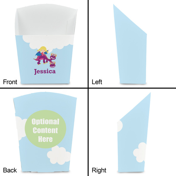 Girl Flying on a Dragon French Fry Favor Box - Front & Back View