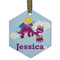 Girl Flying on a Dragon Frosted Glass Ornament - Hexagon