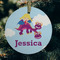 Girl Flying on a Dragon Frosted Glass Ornament - Round (Lifestyle)