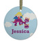 Girl Flying on a Dragon Frosted Glass Ornament - Round