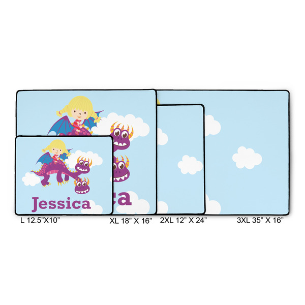 Girl Flying on a Dragon Gaming Mats - SIZE CHART