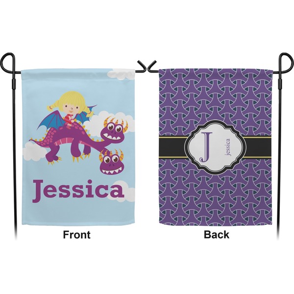 Girl Flying on a Dragon Garden Flag - Double Sided Front and Back