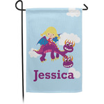 Girl Flying on a Dragon Small Garden Flag - Single Sided w/ Name or Text