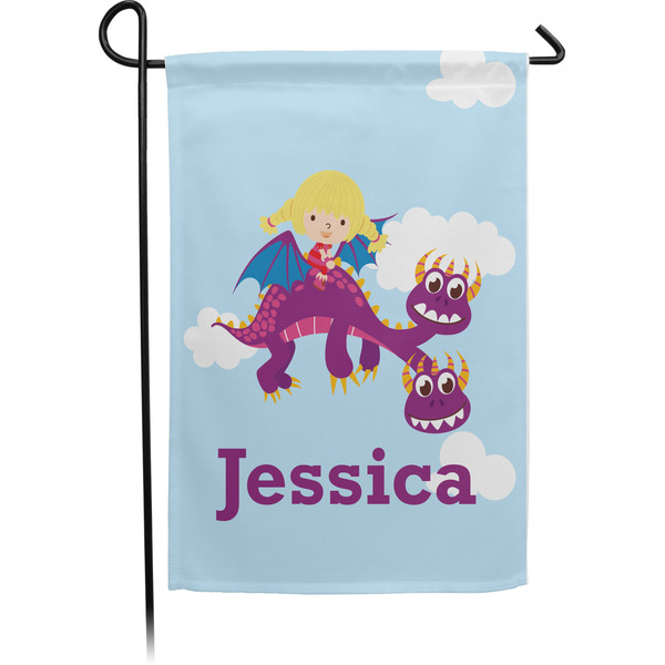 Custom Girl Flying on a Dragon Garden Flag (Personalized)