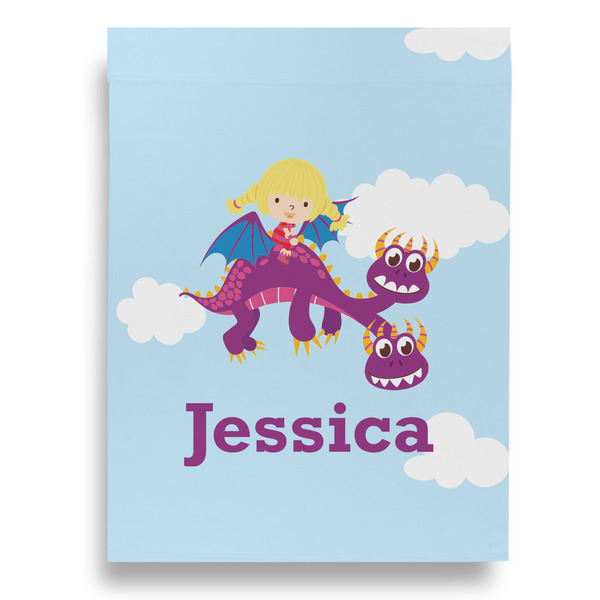 Girl Flying on a Dragon Garden Flags - Large - Single Sided - FRONT