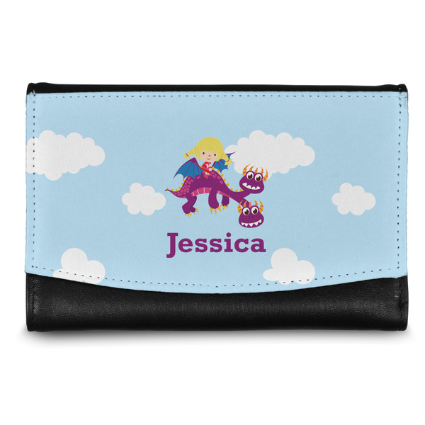 Custom Girl Flying on a Dragon Genuine Leather Women's Wallet - Small (Personalized)