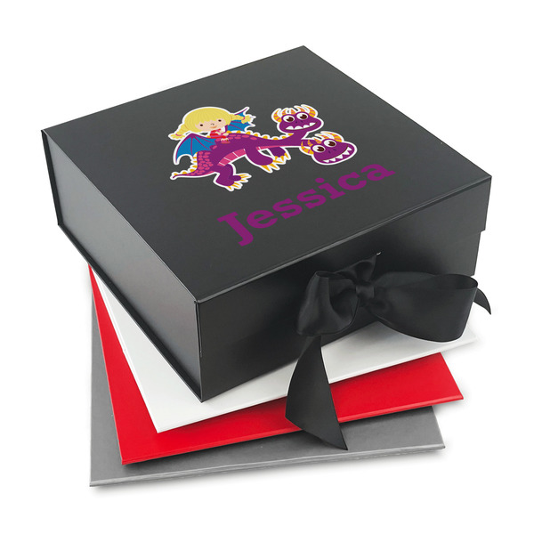 Custom Girl Flying on a Dragon Gift Box with Magnetic Lid (Personalized)