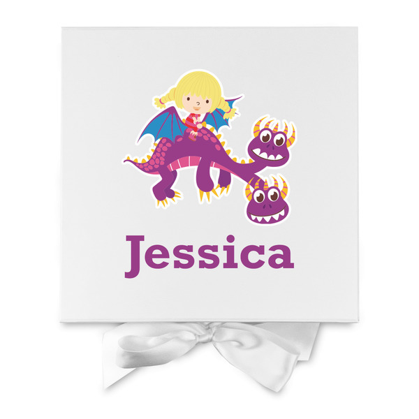 Girl Flying on a Dragon Gift Boxes with Magnetic Lid - White - Approval