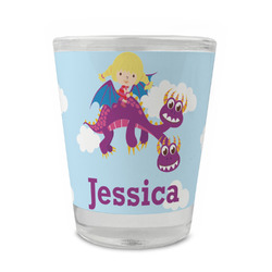Girl Flying on a Dragon Glass Shot Glass - 1.5 oz - Set of 4 (Personalized)