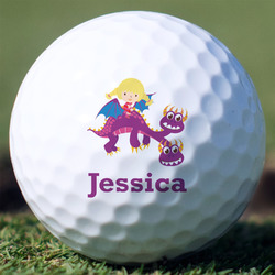 Girl Flying on a Dragon Golf Balls - Titleist Pro V1 - Set of 3 (Personalized)