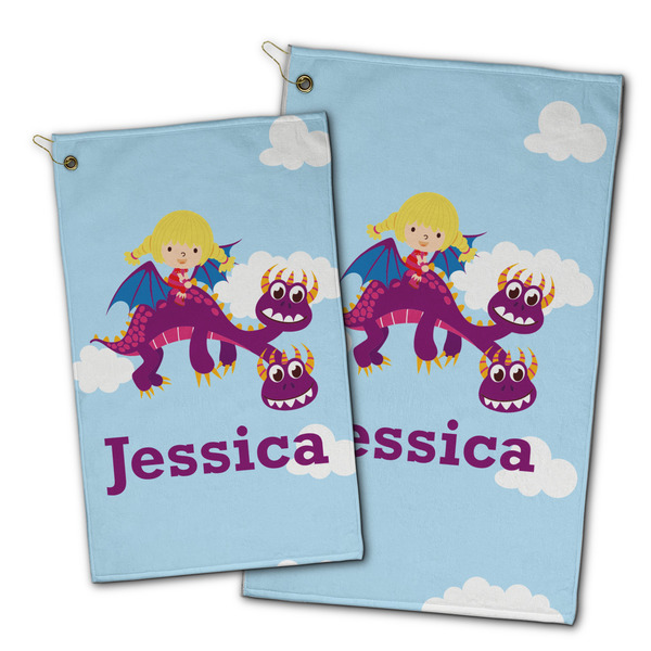 Girl Flying on a Dragon Golf Towel - PARENT (small and large)