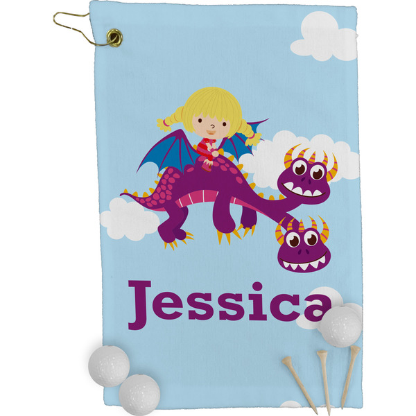 Girl Flying on a Dragon Golf Towel (Personalized)