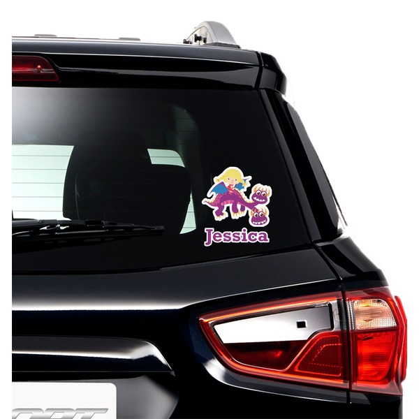 Girl Flying on a Dragon Graphic Car Decal (On Car Window)