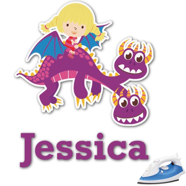 Custom Girl Flying on a Dragon Graphic Iron On Transfer - Up to 6"x6" (Personalized)