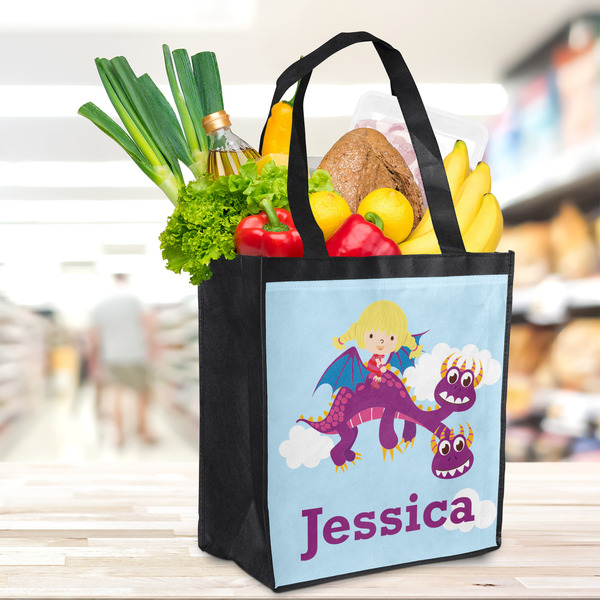 Girl Flying on a Dragon Grocery Bag - LIFESTYLE