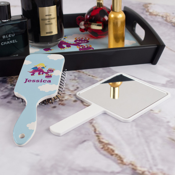 Girl Flying on a Dragon Hair Brush - With Hand Mirror