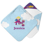 Girl Flying on a Dragon Hooded Baby Towel (Personalized)