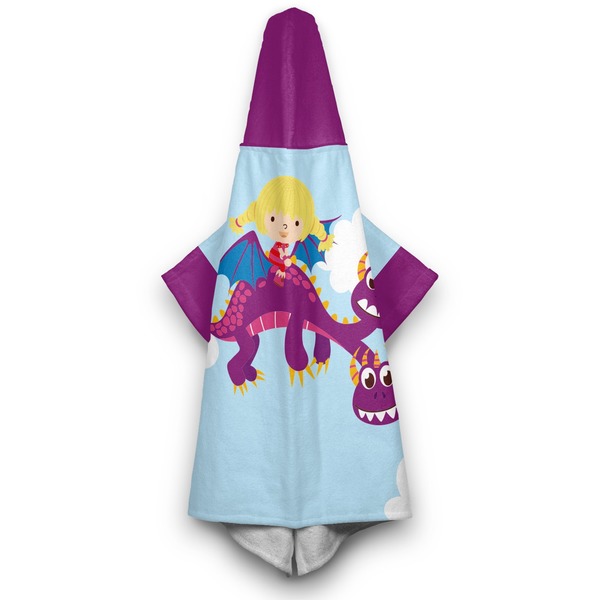 Girl Flying on a Dragon Hooded Towel - Hanging