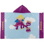 Girl Flying on a Dragon Kids Hooded Towel (Personalized)