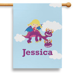 Girl Flying on a Dragon 28" House Flag - Double Sided (Personalized)