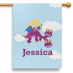 Girl Flying on a Dragon 28" House Flag (Personalized)