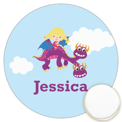 Girl Flying on a Dragon Printed Cookie Topper - 3.25" (Personalized)