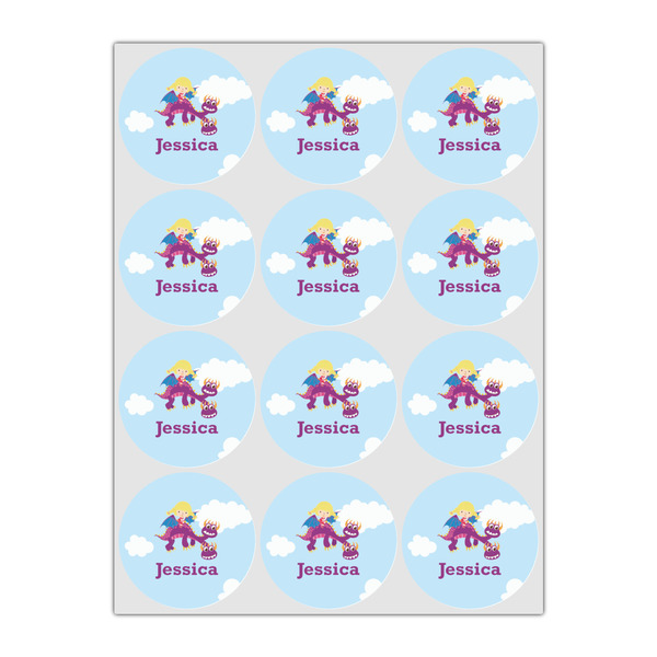 Girl Flying on a Dragon Icing Circle - Small - Set of 12