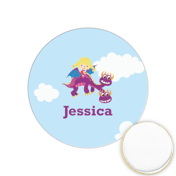 Custom Girl Flying on a Dragon Printed Cookie Topper - 1.25" (Personalized)