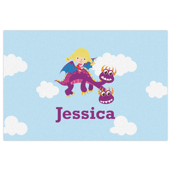 Girl Flying on a Dragon Indoor / Outdoor Rug - 2'x3' - Front Flat