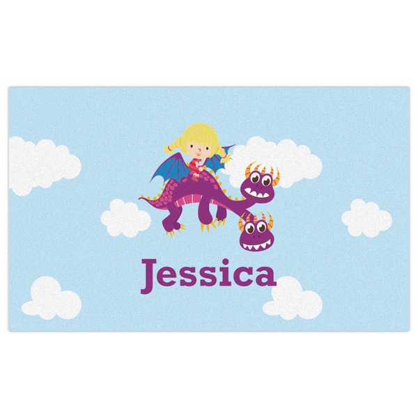 Girl Flying on a Dragon Indoor / Outdoor Rug - 3'x5' - Front Flat