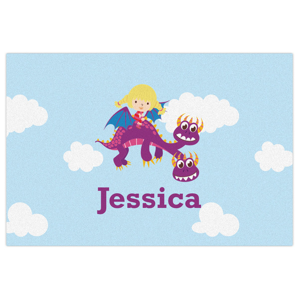 Girl Flying on a Dragon Indoor / Outdoor Rug - 4'x6' - Front Flat