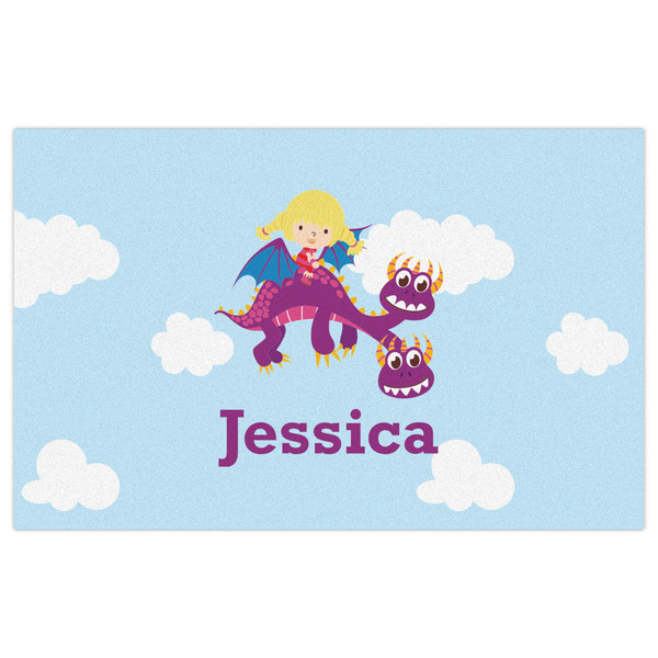 Girl Flying on a Dragon Indoor / Outdoor Rug - 5'x8' - Front Flat
