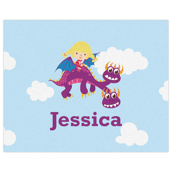 Girl Flying on a Dragon Indoor / Outdoor Rug - 8'x10' - Front Flat