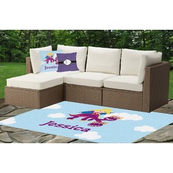 Girl Flying on a Dragon Indoor / Outdoor Rug - Custom Size w/ Name or Text