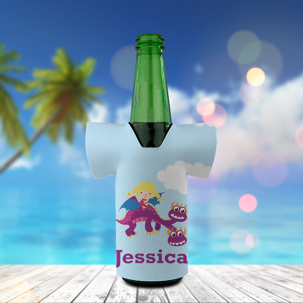 Girl Flying on a Dragon Jersey Bottle Cooler - LIFESTYLE