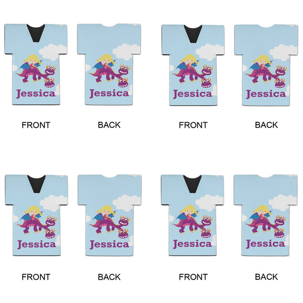Girl Flying on a Dragon Jersey Bottle Cooler - Set of 4 - APPROVAL