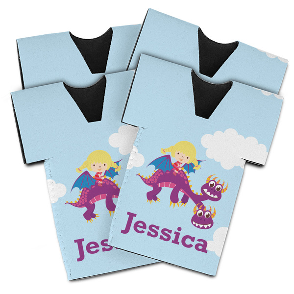 Girl Flying on a Dragon Jersey Bottle Cooler - Set of 4 - MAIN (flat)