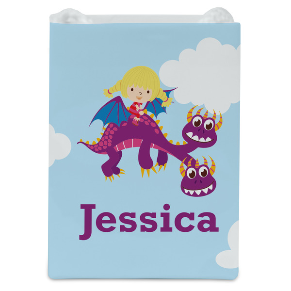 Girl Flying on a Dragon Jewelry Gift Bag - Gloss - Front