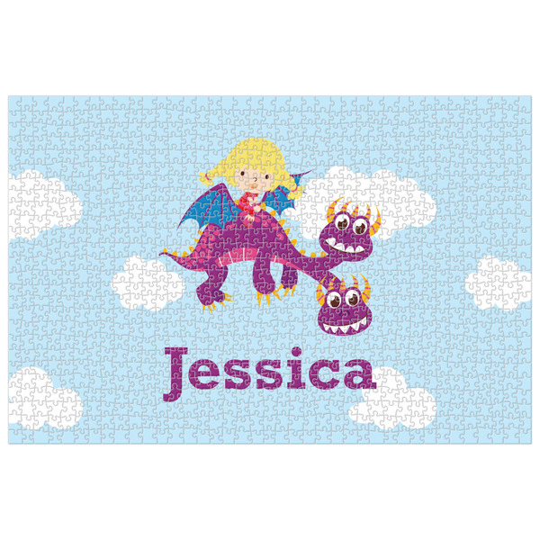 Custom Girl Flying on a Dragon 1014 pc Jigsaw Puzzle (Personalized)