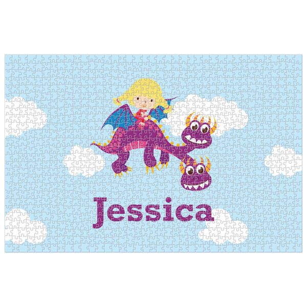 Custom Girl Flying on a Dragon Jigsaw Puzzle - 1000-piece (Personalized)
